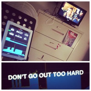 Riding in my workout room.